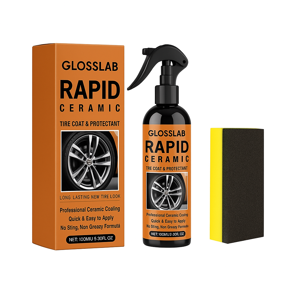 GlossLab™ Rapid Ceramic Tire Coating Spray – Deep Black Shine & Protection
